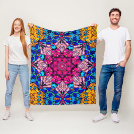 Manta Polar Mosaico rosa Mandala Floral Psicodélico Retro