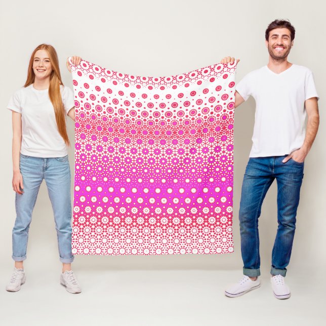 Manta Polar Mosaico rosa y rojo (In situ)