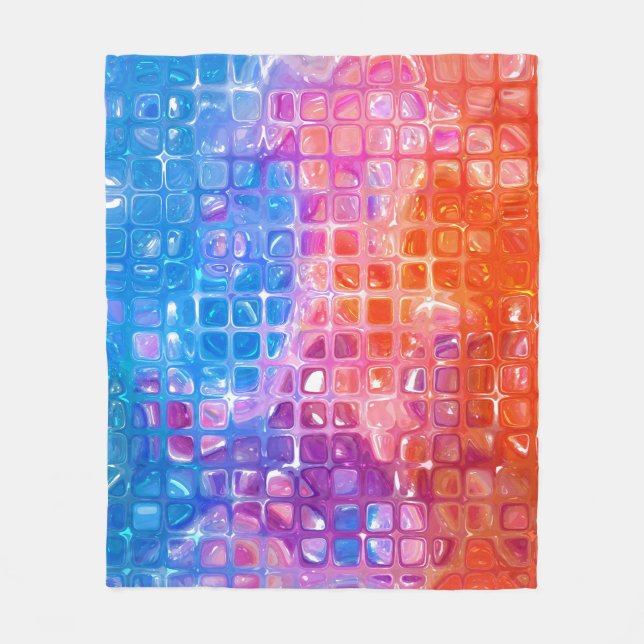 Manta Polar Mosaico vibrante: fondo abstracto multicolor (Anverso)