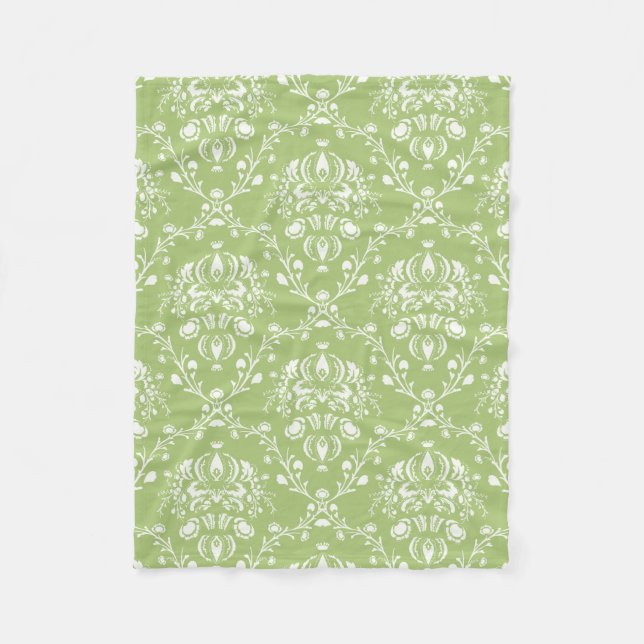 Manta Polar Moss Green Damask (Anverso)