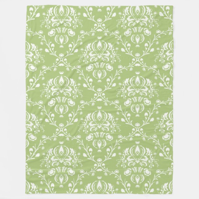 Manta Polar Moss Green Damask (Anverso)
