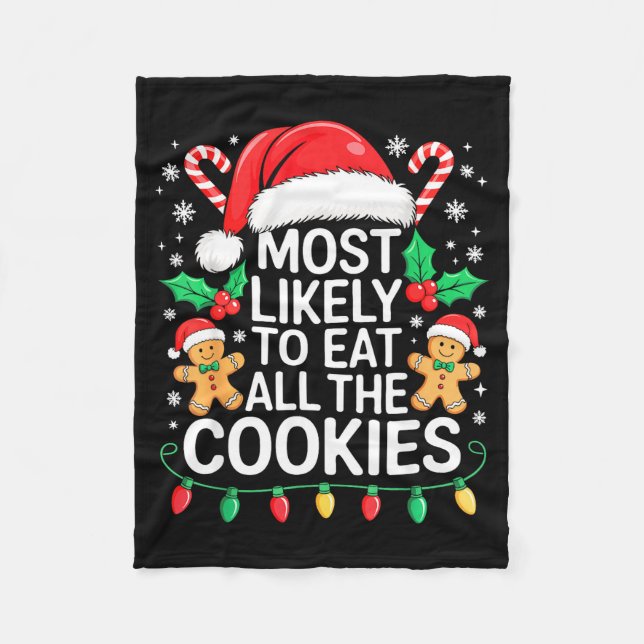 Manta Polar Most Likely To Eat All The Cookies Shirt Christmas (Anverso)