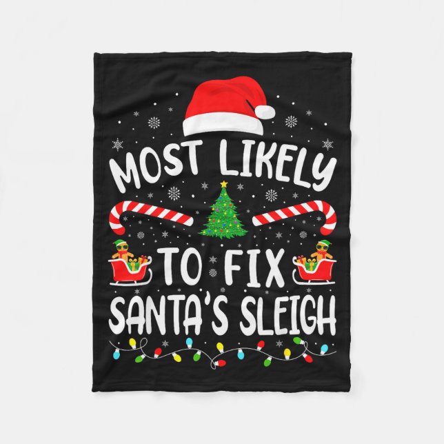 Manta Polar Most Likely To Fix Santa Sleigh Xmas Family Matchi (Anverso)