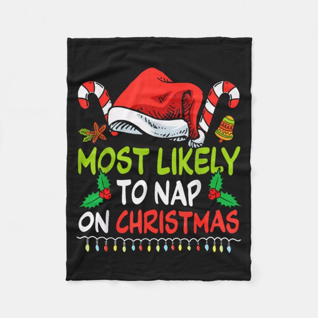Manta Polar Most Likely To Nap On Christmas Family Funny Match (Anverso)