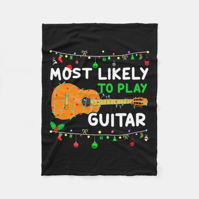 Manta Polar Most Likely To Play Guitar Christmas Funny Family  (Anverso)