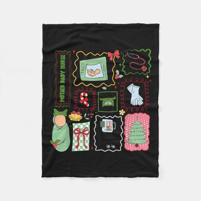 Manta Polar Mother Baby Nurse Christmas Stamp Postpartum Mater (Anverso)