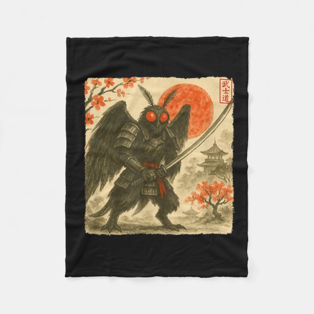 Manta Polar Mothman Samurai Japanese Warrior Costume Sumi-e Ar (Anverso)