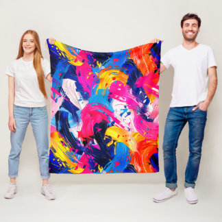 Manta Polar motif coups de pinceaux