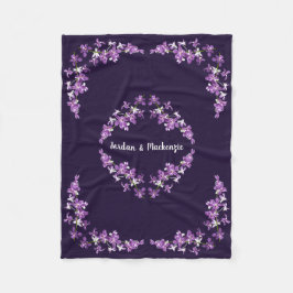 Manta Polar Motif de orquídeas púrpura personalizadas