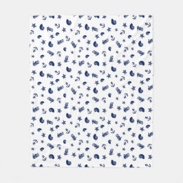 Manta Polar Motif marino con caballitos de mar