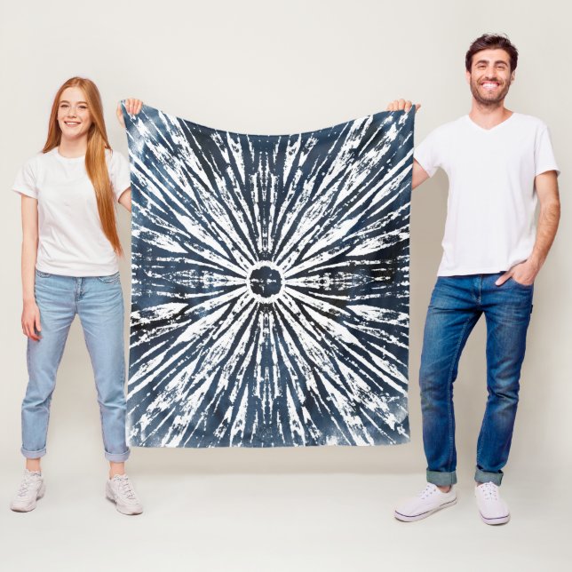 Manta Polar Motif radial de tinta índigo (In situ)