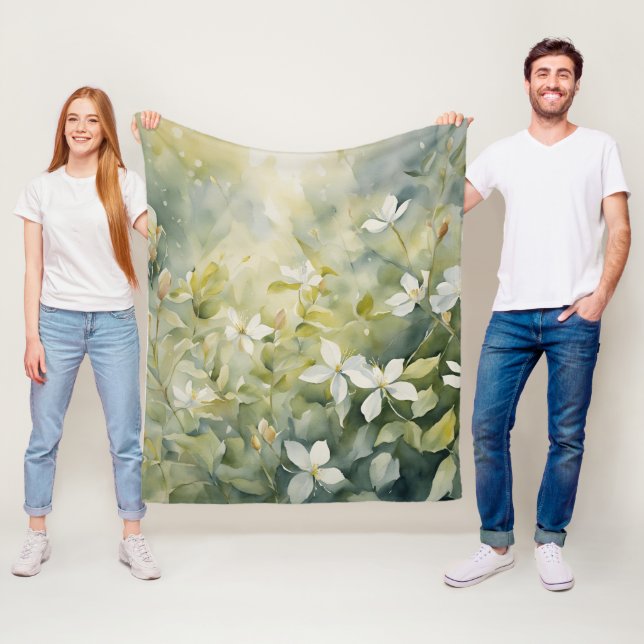 Manta Polar Motismo de flor blanca (In situ)