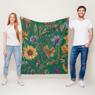 Manta Polar Motismo floral colorido