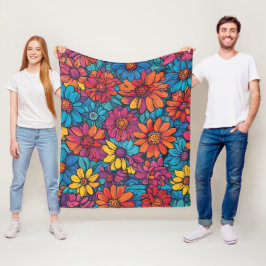 Manta Polar Motismo floral multicolor