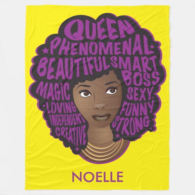 Manta Polar Motivadoras mujeres negras, moradas y amarillas (Anverso)