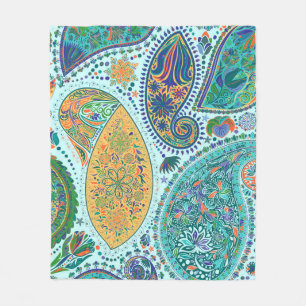 Manta Polar Motivo floral vintage de Paisley de origen étnico 