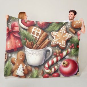 Manta Polar Motivos Navideños de Acuarela Fiesta