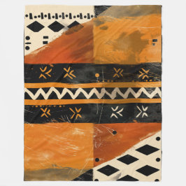 Manta Polar Motivos tribales en tonos negro y tierra