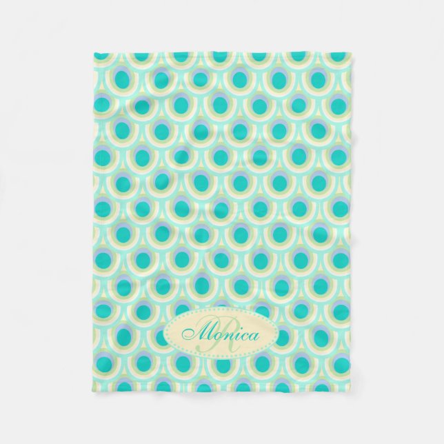 Manta Polar Moto acuático oval de plumas de pavo real llamado  (Anverso)