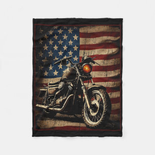 Manta Polar Motocicleta Bandera De Estados Unidos Retro Biker