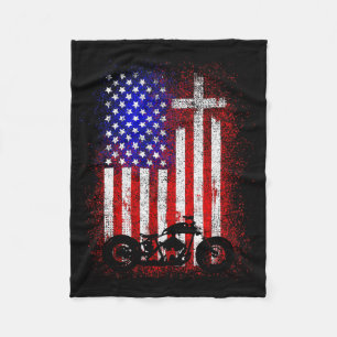 Manta Polar Motocicleta Vintage Bandera De Usa Fe Cristiana Pa