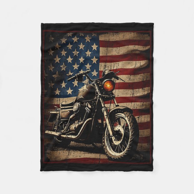 Manta Polar Motorcycle Usa Flag Retro Biker  (Anverso)