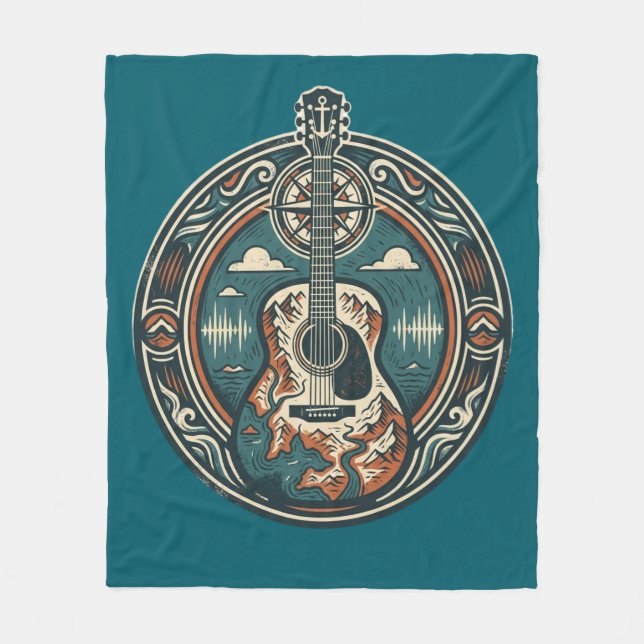 Manta Polar Mountain Melody Acoustic Guitar Crest Fleece Blank (Anverso)