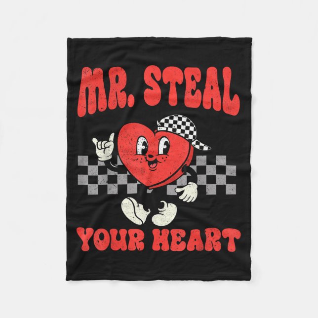 Manta Polar Mr Steal Your Heart For Boys Toddlers Valentine's  (Anverso)