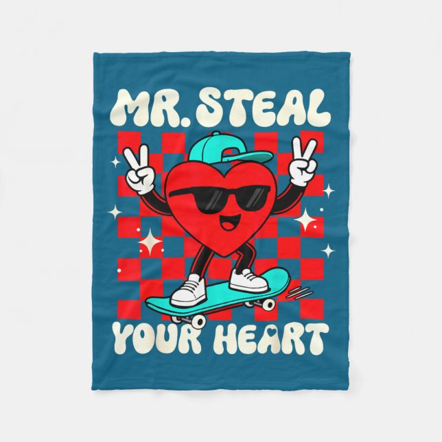 Manta Polar Mr Steal Your Heart For Boys Toddlers Valentine's  (Anverso)