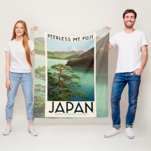 Manta Polar Mt Fuji Japón Afiche de Viaje Arte de época