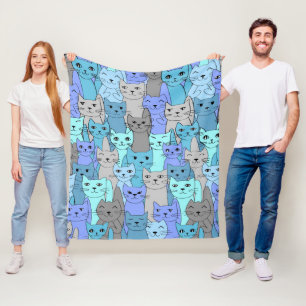 Manta Polar Muchos diseños de gatos azules
