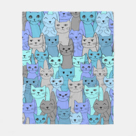 Manta Polar Muchos diseños de gatos azules