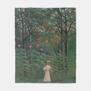 Manta Polar Mujer caminando en un bosque exótico, Henri Rousse