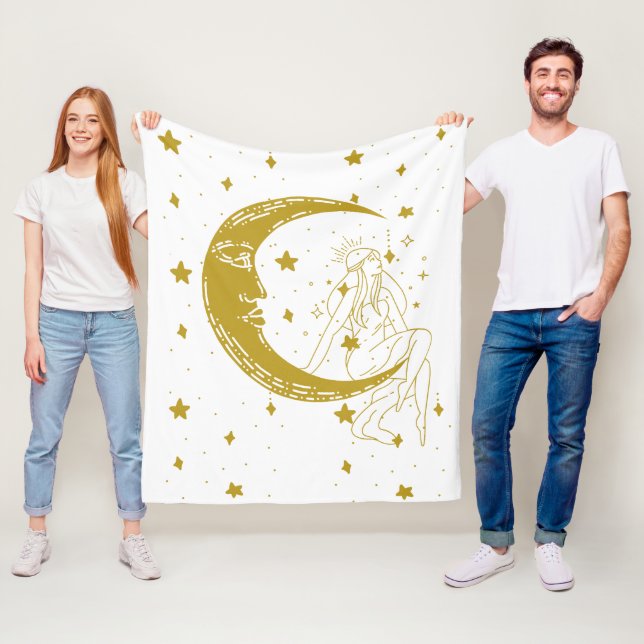 Manta Polar Mujer celestial, luna estrellas, boho, astronomía  (In situ)