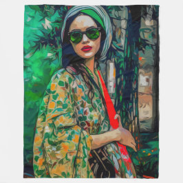 Manta Polar Mujer con gafas de sol verdes