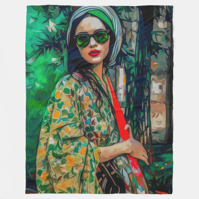 Manta Polar Mujer con gafas de sol verdes (Anverso)