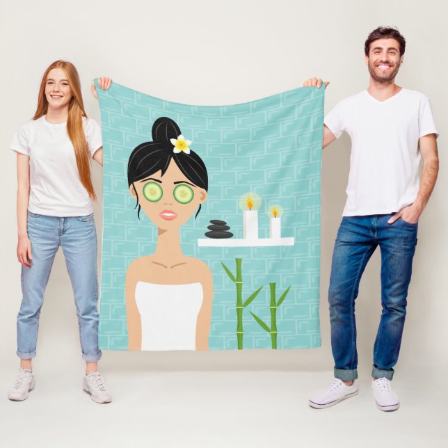 Manta Polar Mujer Cute Spa En Ilustracion De Baño Azul (In situ)