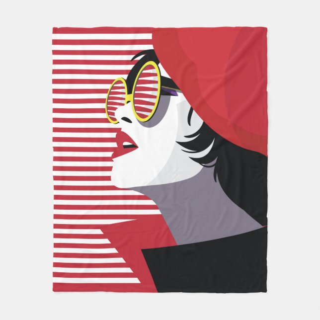 Manta Polar Mujer de moda con estilo de arte pop. (Anverso)