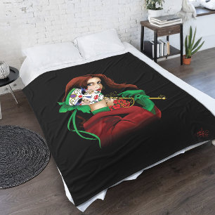 Manta Polar Mujer Elegante Máscara Veneciana Rojo Verde