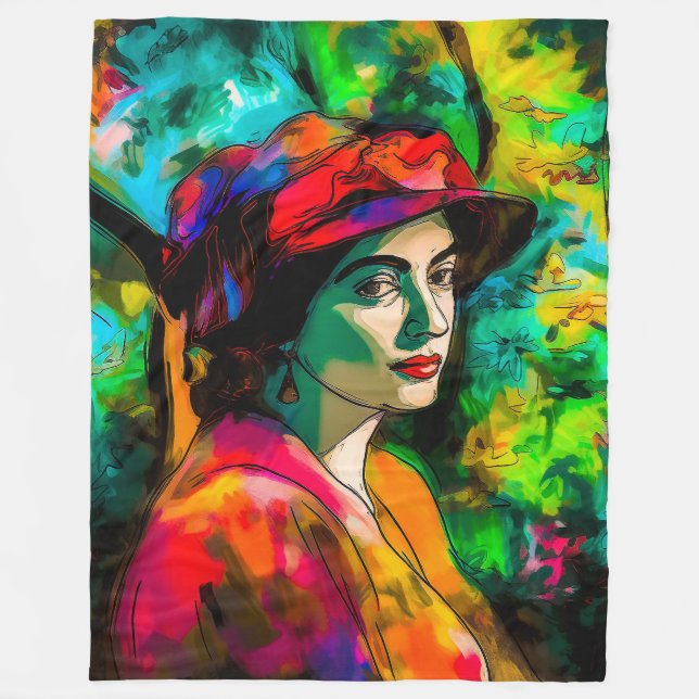 Manta Polar Mujer en Gorra rojo (Anverso)