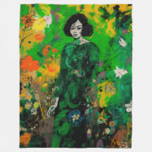 mujer en un campo colorido