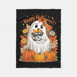 Manta Polar Mujer fantasma sosteniendo perro Schnauzer miniatu