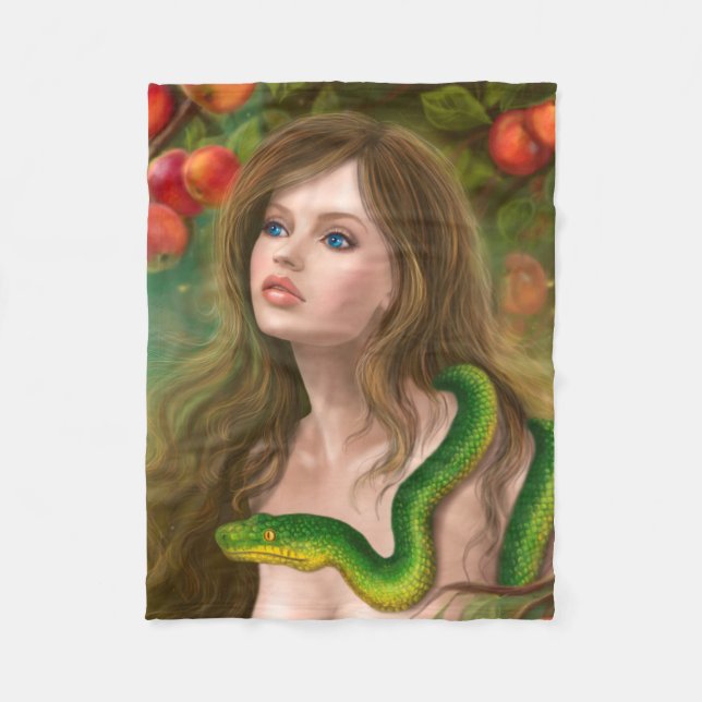 Manta Polar Mujer hermosa Eva y serpiente. (Anverso)