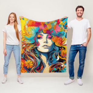 Manta Polar Mujer Hippie Psicodélica de los 60 70