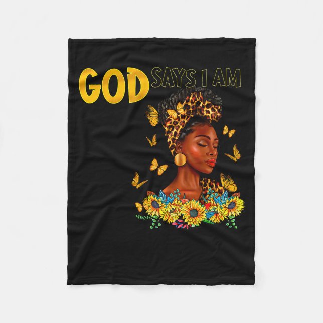 Manta Polar Mujer Negra Dios Dice Que Soy Versículo Bíblico Gi (Anverso)