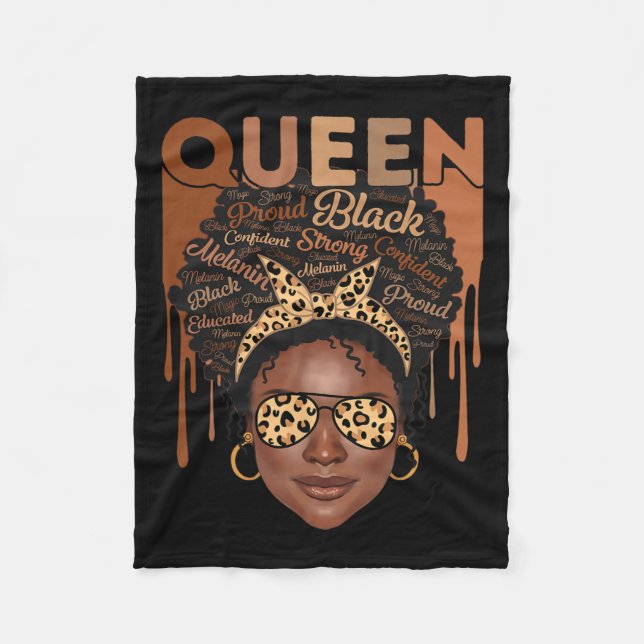 Manta Polar Mujer negra educada fuerte melanina reina africana (Anverso)