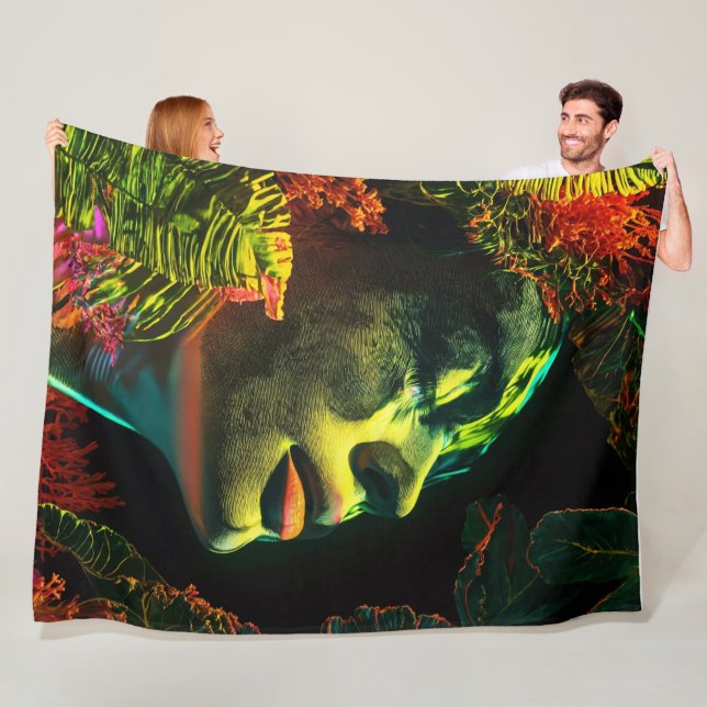 Manta Polar Mujer Neón Intrincada, Arte Coralpunk Vibrante (In situ)