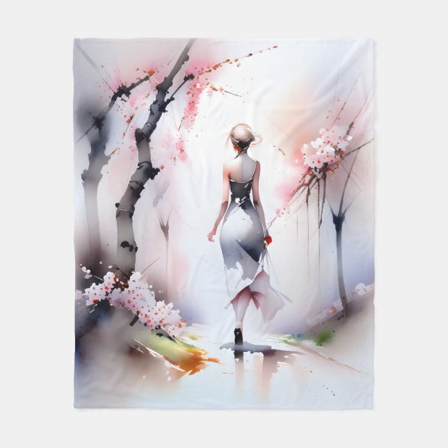 Manta Polar Mujer solitaria caminando (Anverso)