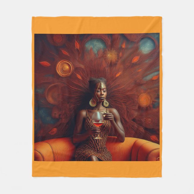 Manta Polar Mujer Tomando Una Bebida En El Sofá (Anverso)