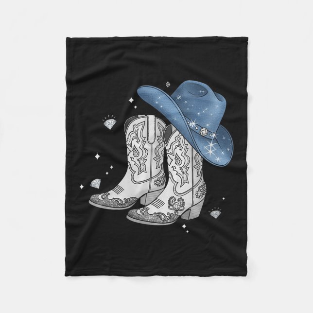 Manta Polar Mujeres Denim & amp; Diamantes Tee negro Vaca occi (Anverso)